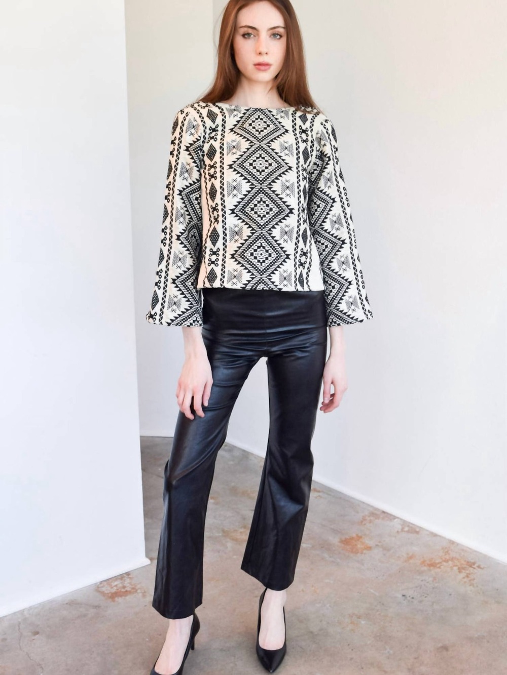 Never A Wallflower - handloom geometric Camilla Top  XS